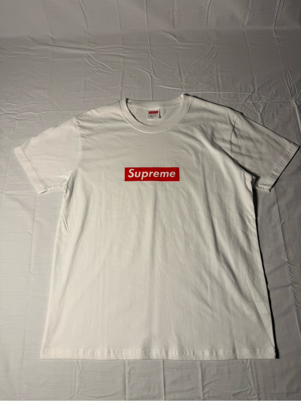Supreme White Tee with Red Box Logo - Short Sleeve Crew